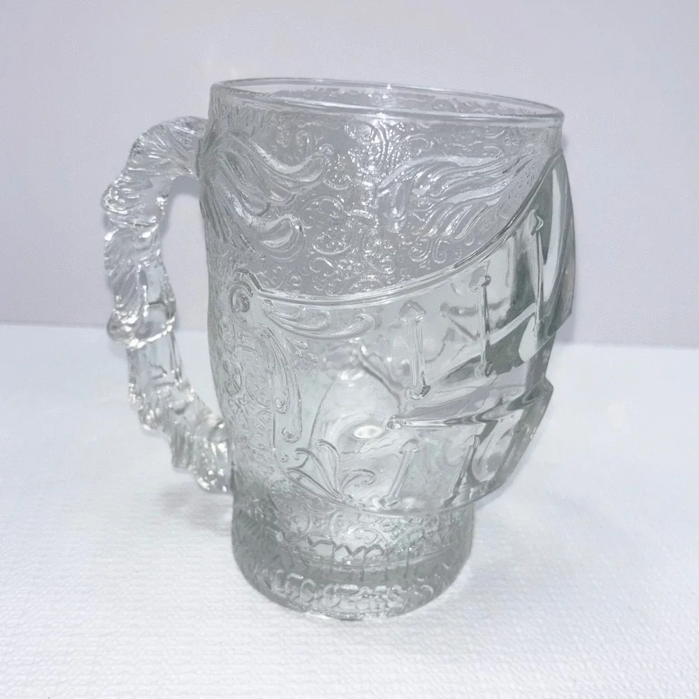 Vintage Beer Stein Tankard Medieval Knight Warrior Helmet Glass Heavy